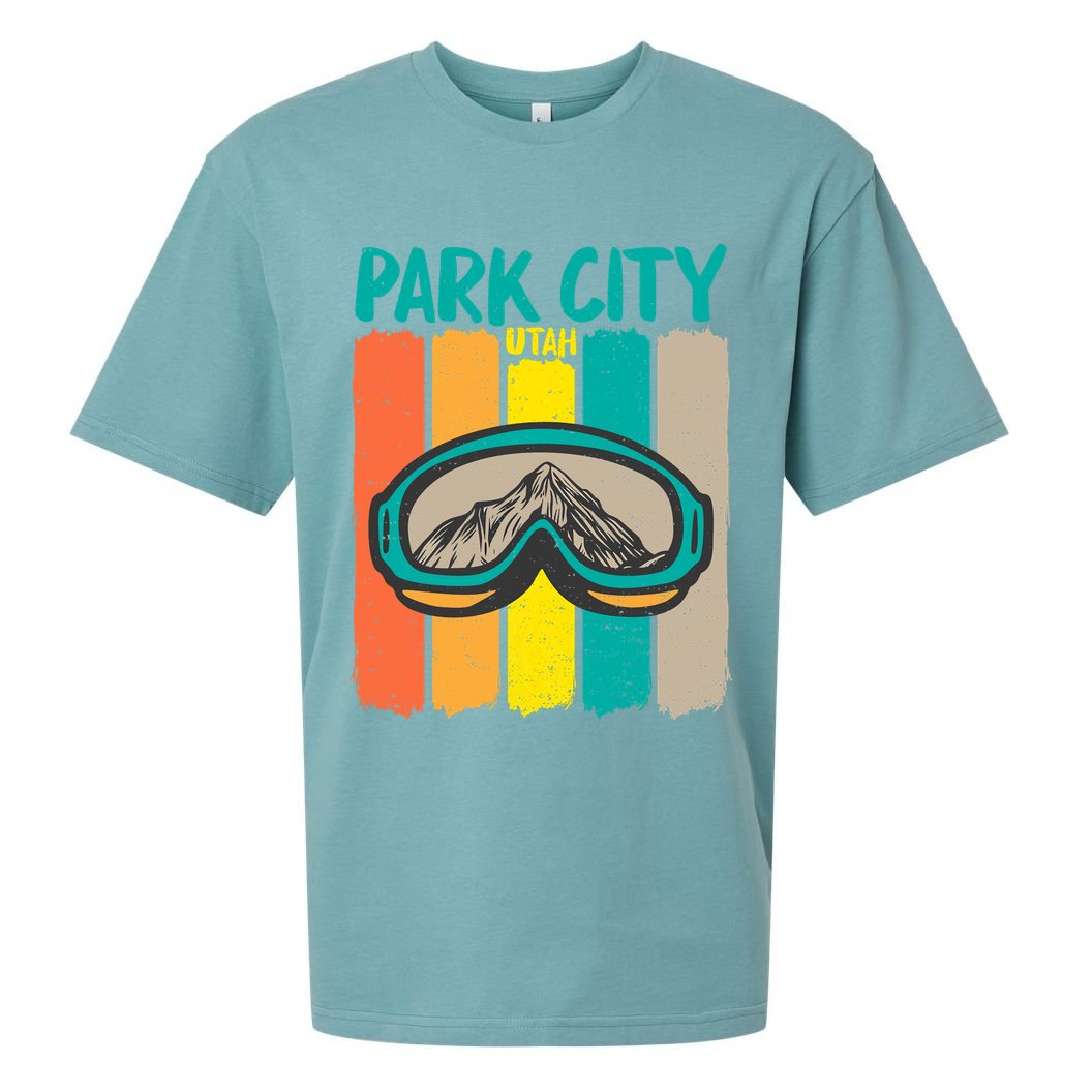 Vintage Park City Utah Skiing Snowboarding Premium Sueded Cloud Jersey T-Shirt