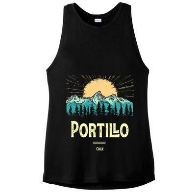 Vintage Portillo Chile Souvenir Hiking Sunset Gift Ladies PosiCharge Tri-Blend Wicking Tank