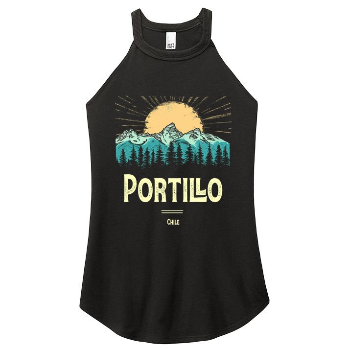 Vintage Portillo Chile Souvenir Hiking Sunset Gift Women's Perfect Tri Rocker Tank