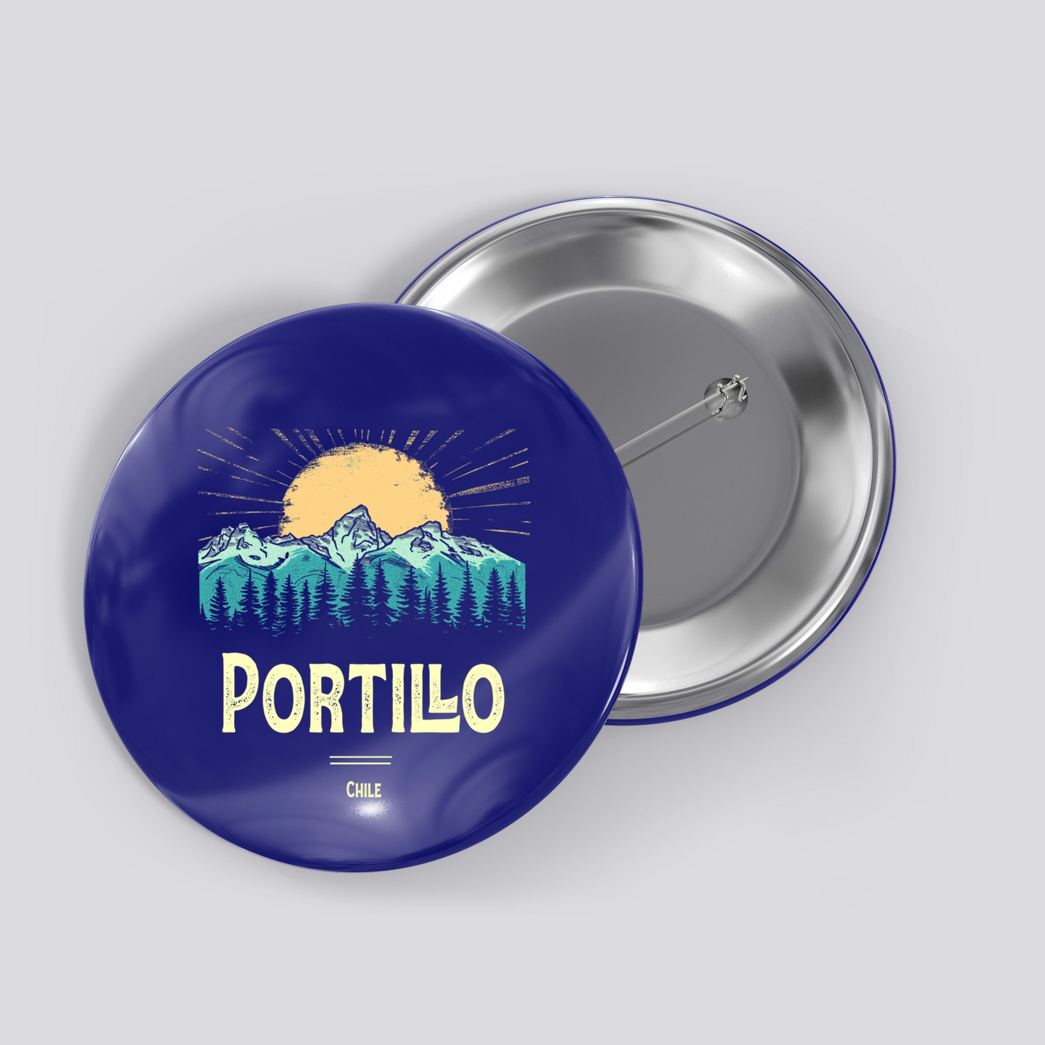 Vintage Portillo Chile Souvenir Hiking Sunset Gift Button