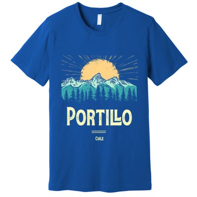 Vintage Portillo Chile Souvenir Hiking Sunset Gift Premium T-Shirt