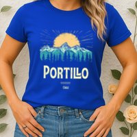 Vintage Portillo Chile Souvenir Hiking Sunset Gift Womens T-Shirt