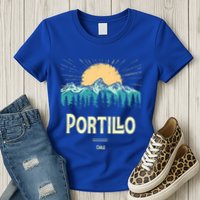 Vintage Portillo Chile Souvenir Hiking Sunset Gift Womens T-Shirt