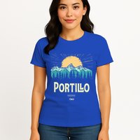 Vintage Portillo Chile Souvenir Hiking Sunset Gift Womens T-Shirt