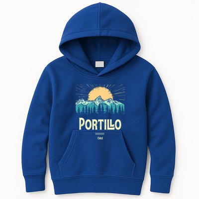 Vintage Portillo Chile Souvenir Hiking Sunset Gift Kids Hoodie