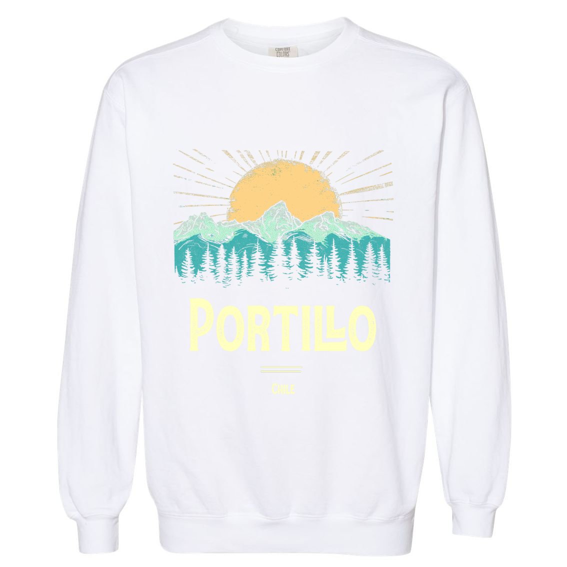 Vintage Portillo Chile Souvenir Hiking Sunset Gift Garment-Dyed Sweatshirt