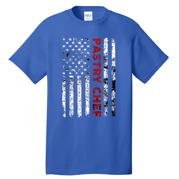 Vintage Pastry Chef Usa Flag Pastry Cock American Flag Gift Tall T-Shirt