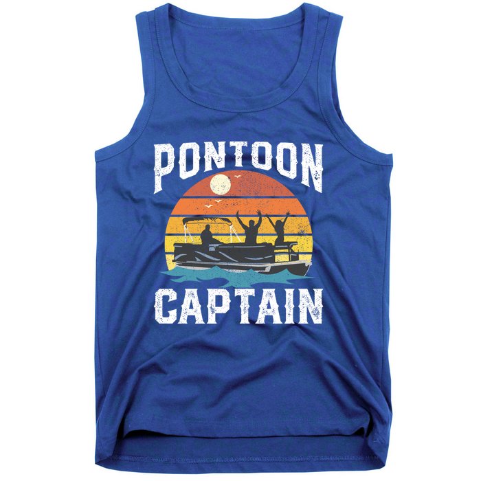 Vintage Pontoon Captain Retro Funny Boating Fathers Day Gift Tank Top