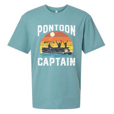 Vintage Pontoon Captain Retro Funny Boating Fathers Day Gift Sueded Cloud Jersey T-Shirt