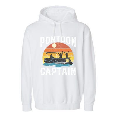 Vintage Pontoon Captain Retro Funny Boating Fathers Day Gift Garment-Dyed Fleece Hoodie