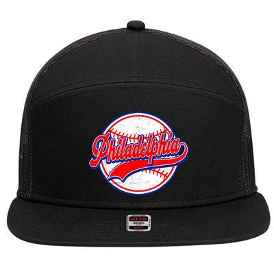 Vintage Philadelphia Cityscape Baseball Lover Wos 7 Panel Mesh Trucker Snapback Hat
