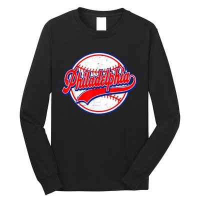 Vintage Philadelphia Cityscape Baseball Lover Wos Long Sleeve Shirt