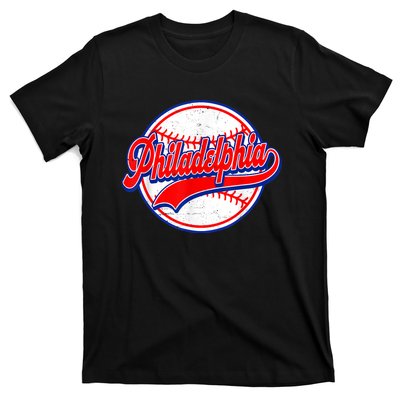 Vintage Philadelphia Cityscape Baseball Lover Wos T-Shirt