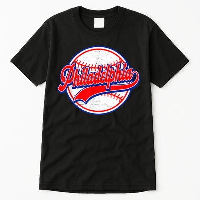 Vintage Philadelphia Cityscape Baseball Lover Wos Tall T-Shirt
