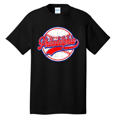 Vintage Philadelphia Cityscape Baseball Lover Wos Tall T-Shirt