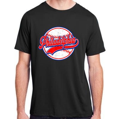 Vintage Philadelphia Cityscape Baseball Lover Wos Adult ChromaSoft Performance T-Shirt