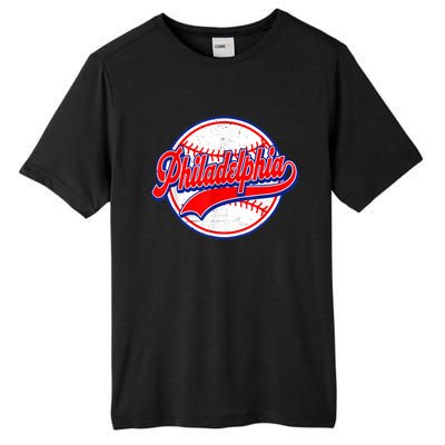 Vintage Philadelphia Cityscape Baseball Lover Wos Tall Fusion ChromaSoft Performance T-Shirt