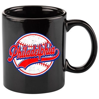 Vintage Philadelphia Cityscape Baseball Lover Wos 11oz C Handle Ceramic Mug