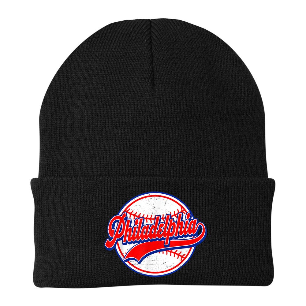 Vintage Philadelphia Cityscape Baseball Lover Wos Beanie