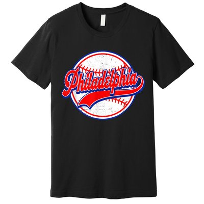 Vintage Philadelphia Cityscape Baseball Lover Wos Premium T-Shirt
