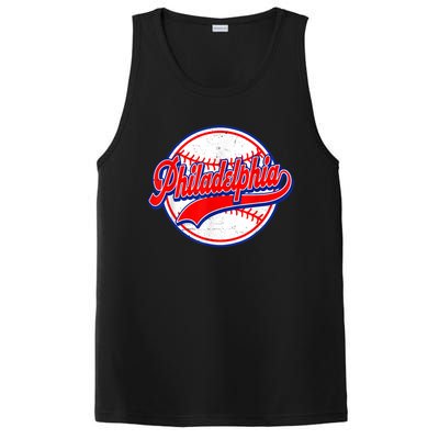 Vintage Philadelphia Cityscape Baseball Lover Wos PosiCharge Competitor Tank