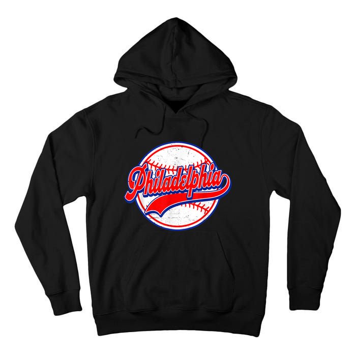 Vintage Philadelphia Cityscape Baseball Lover Wos Tall Hoodie