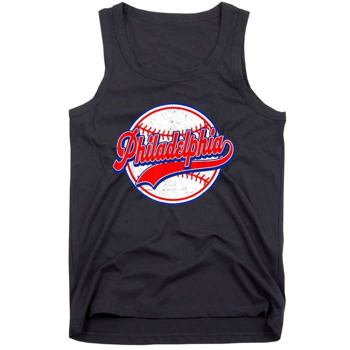 Vintage Philadelphia Cityscape Baseball Lover Wos Tank Top