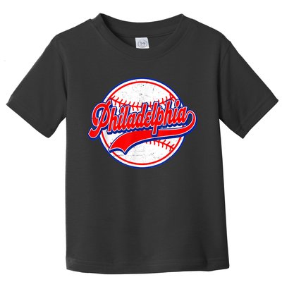 Vintage Philadelphia Cityscape Baseball Lover Wos Toddler T-Shirt