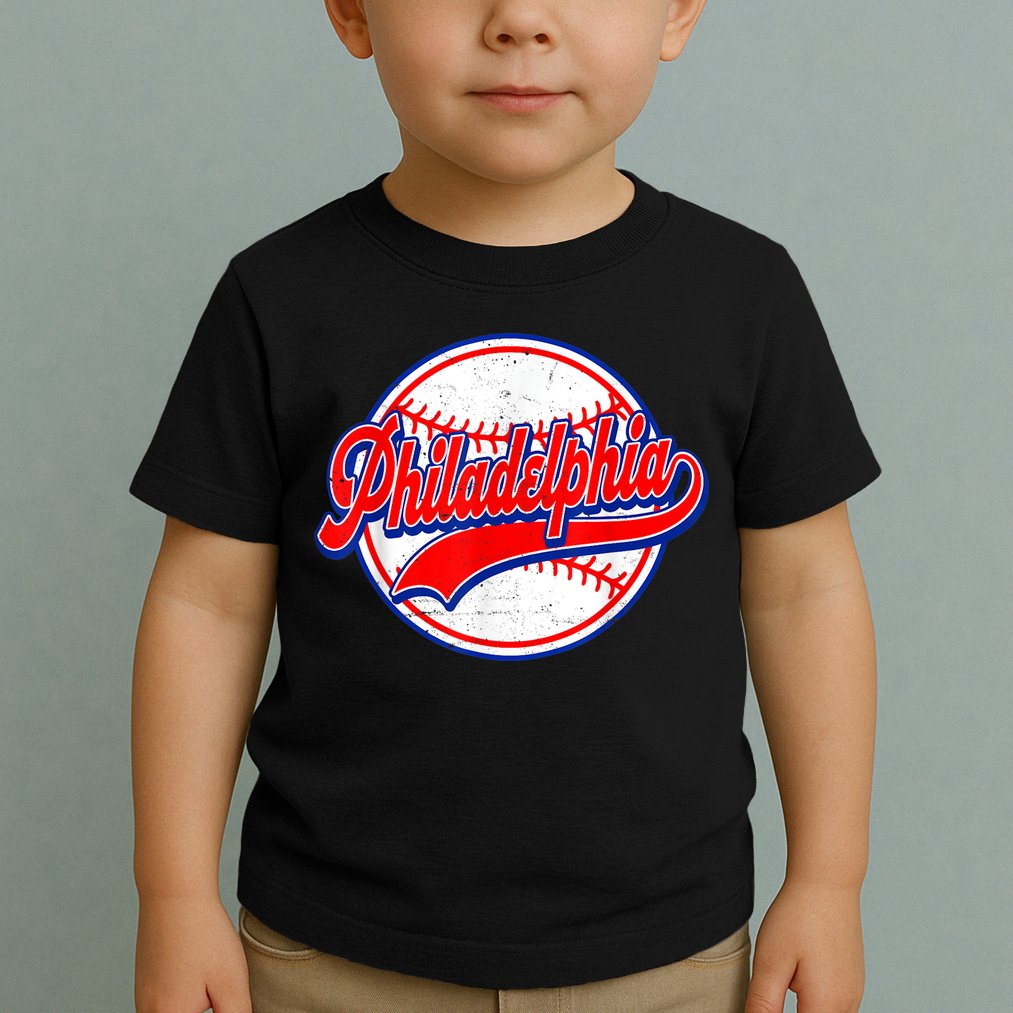 Vintage Philadelphia Cityscape Baseball Lover Wos Toddler T-Shirt