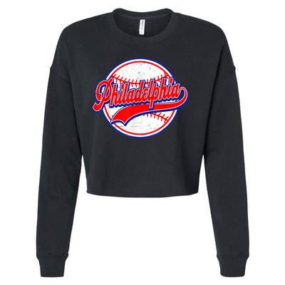 Vintage Philadelphia Cityscape Baseball Lover Wos Cropped Pullover Crew