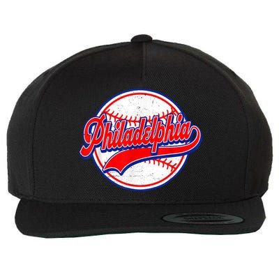 Vintage Philadelphia Cityscape Baseball Lover Wos Wool Snapback Cap