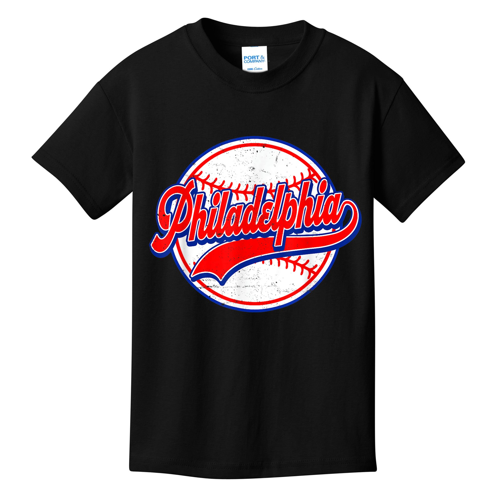 Vintage Philadelphia Cityscape Baseball Lover Wos Kids T-Shirt