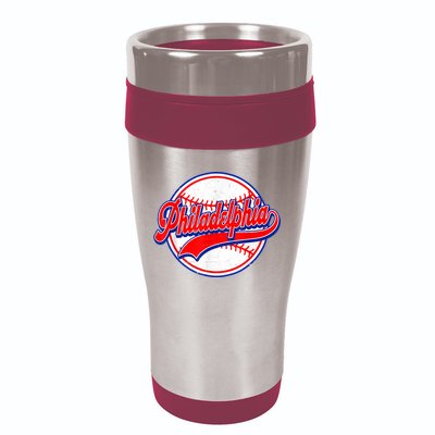 Vintage Philadelphia Cityscape Baseball Lover Wos 16oz Travel Tumbler