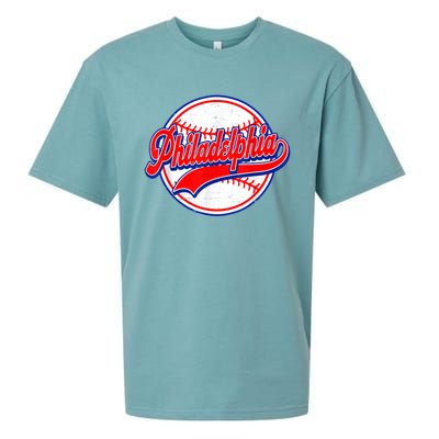 Vintage Philadelphia Cityscape Baseball Lover Wos Sueded Cloud Jersey T-Shirt