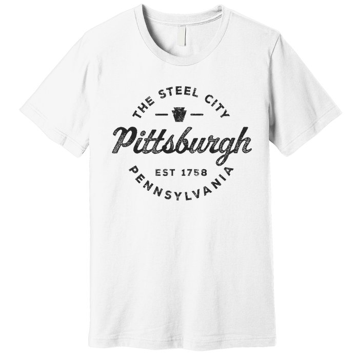 Vintage Pittsburgh Circle Logo Retro Throwback Souvenir Premium T-Shirt