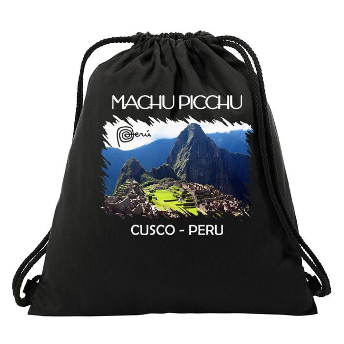 Vintage Peru Cusco Machu Picchu Llama Jersey Souvenir Drawstring Bag