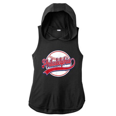 Vintage Philadelphia Cityscape Baseball Lover Player Fans Ladies PosiCharge Tri-Blend Wicking Draft Hoodie Tank