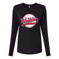 Vintage Philadelphia Cityscape Baseball Lover Player Fans Womens Cotton Relaxed Long Sleeve T-Shirt