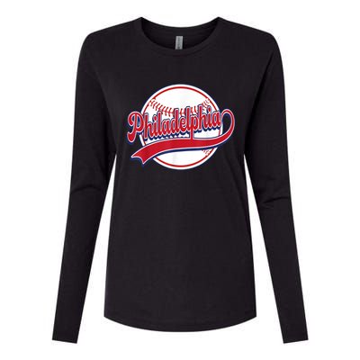 Vintage Philadelphia Cityscape Baseball Lover Player Fans Womens Cotton Relaxed Long Sleeve T-Shirt