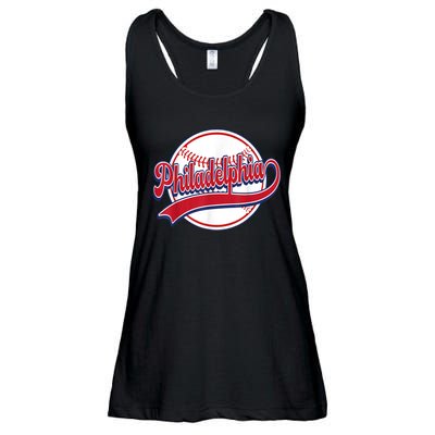 Vintage Philadelphia Cityscape Baseball Lover Player Fans Ladies Essential Flowy Tank