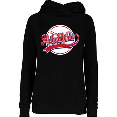 Vintage Philadelphia Cityscape Baseball Lover Player Fans Womens Funnel Neck Pullover Hood