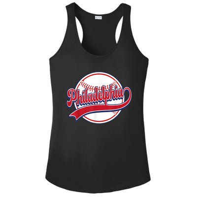 Vintage Philadelphia Cityscape Baseball Lover Player Fans Ladies PosiCharge Competitor Racerback Tank