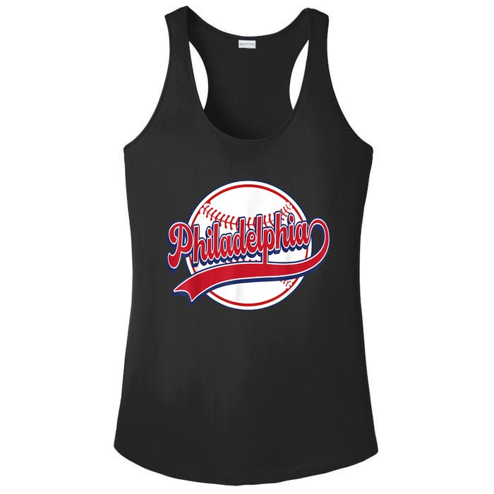 Vintage Philadelphia Cityscape Baseball Lover Player Fans Ladies PosiCharge Competitor Racerback Tank