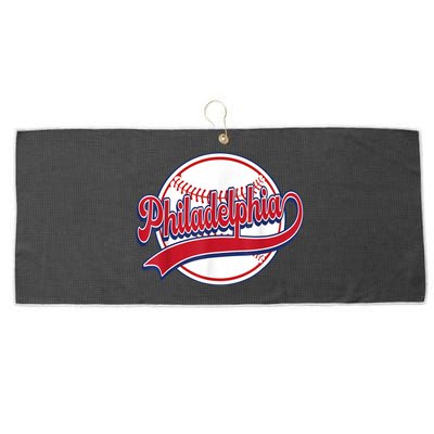 Vintage Philadelphia Cityscape Baseball Lover Player Fans Large Microfiber Waffle Golf Towel