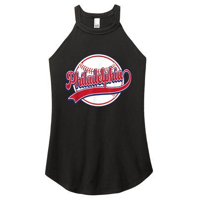 Vintage Philadelphia Cityscape Baseball Lover Player Fans Women’s Perfect Tri Rocker Tank