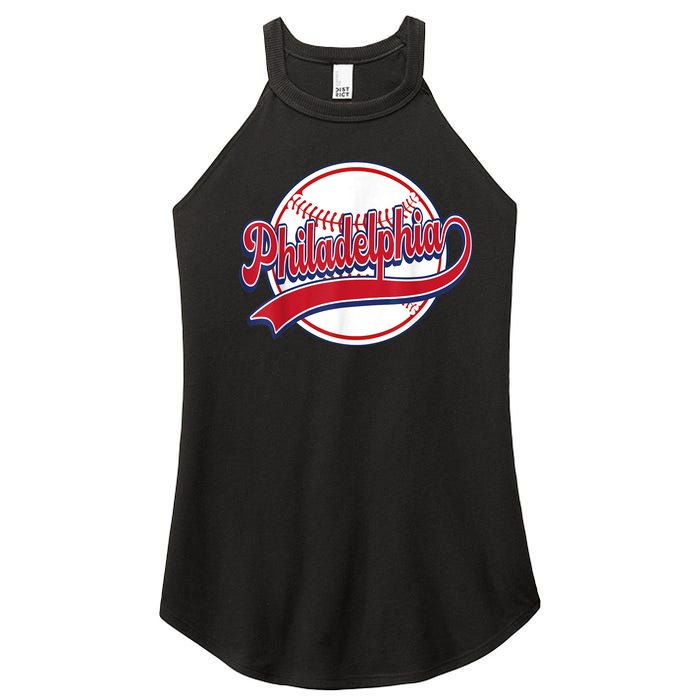 Vintage Philadelphia Cityscape Baseball Lover Player Fans Women’s Perfect Tri Rocker Tank