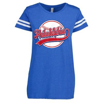 Vintage Philadelphia Cityscape Baseball Lover Player Fans Enza Ladies Jersey Football T-Shirt