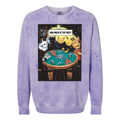 Vintage Poker Cats Colorblast Crewneck Sweatshirt