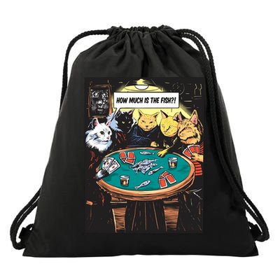 Vintage Poker Cats Drawstring Bag