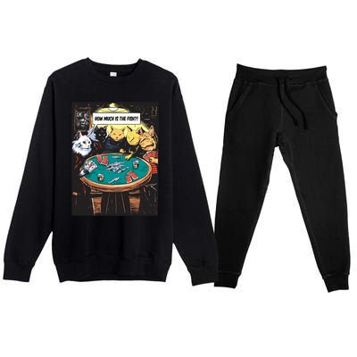 Vintage Poker Cats Premium Crewneck Sweatsuit Set